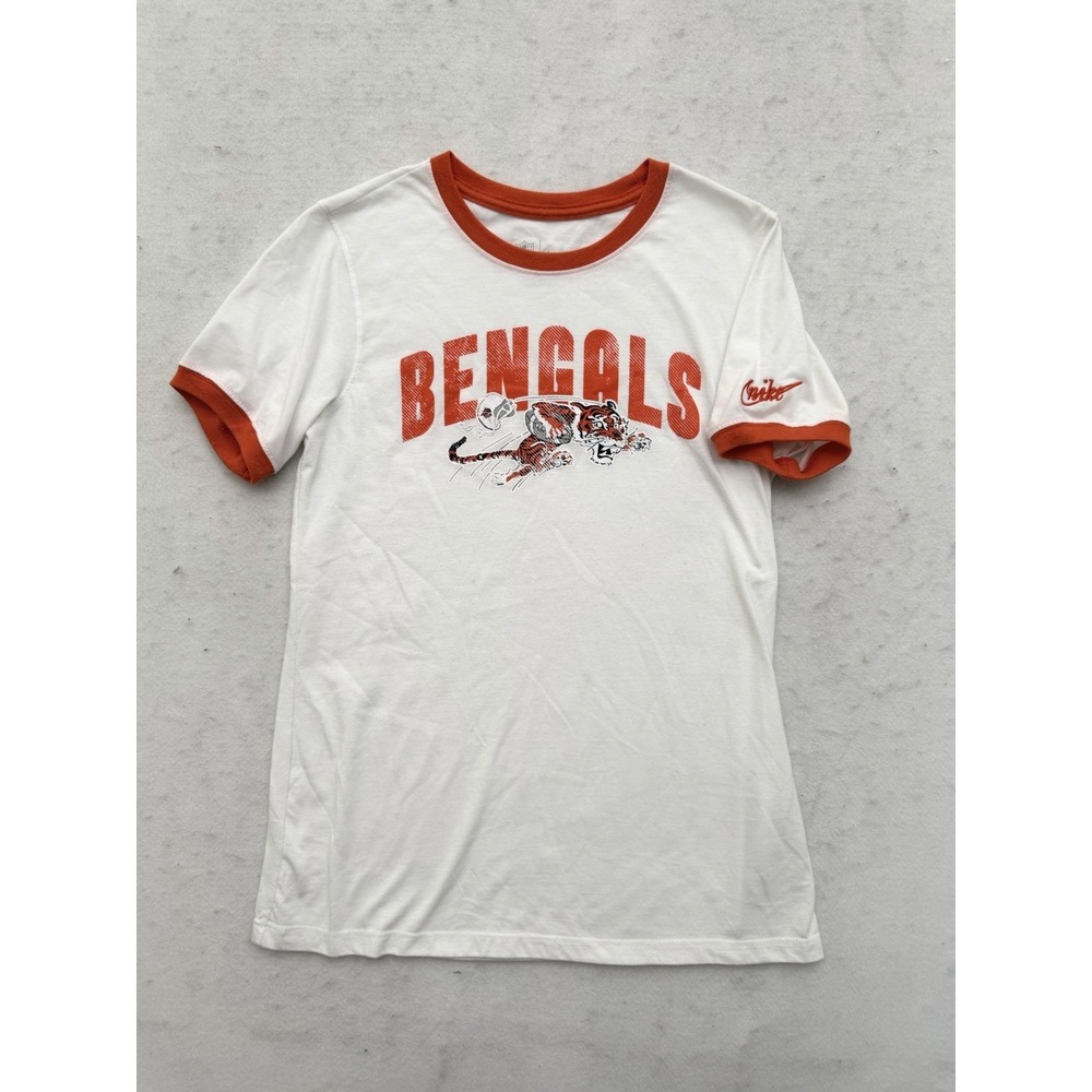 Cincinnati Bengals Nike Ringer Tee Shirt Mens Small Throwback Logo